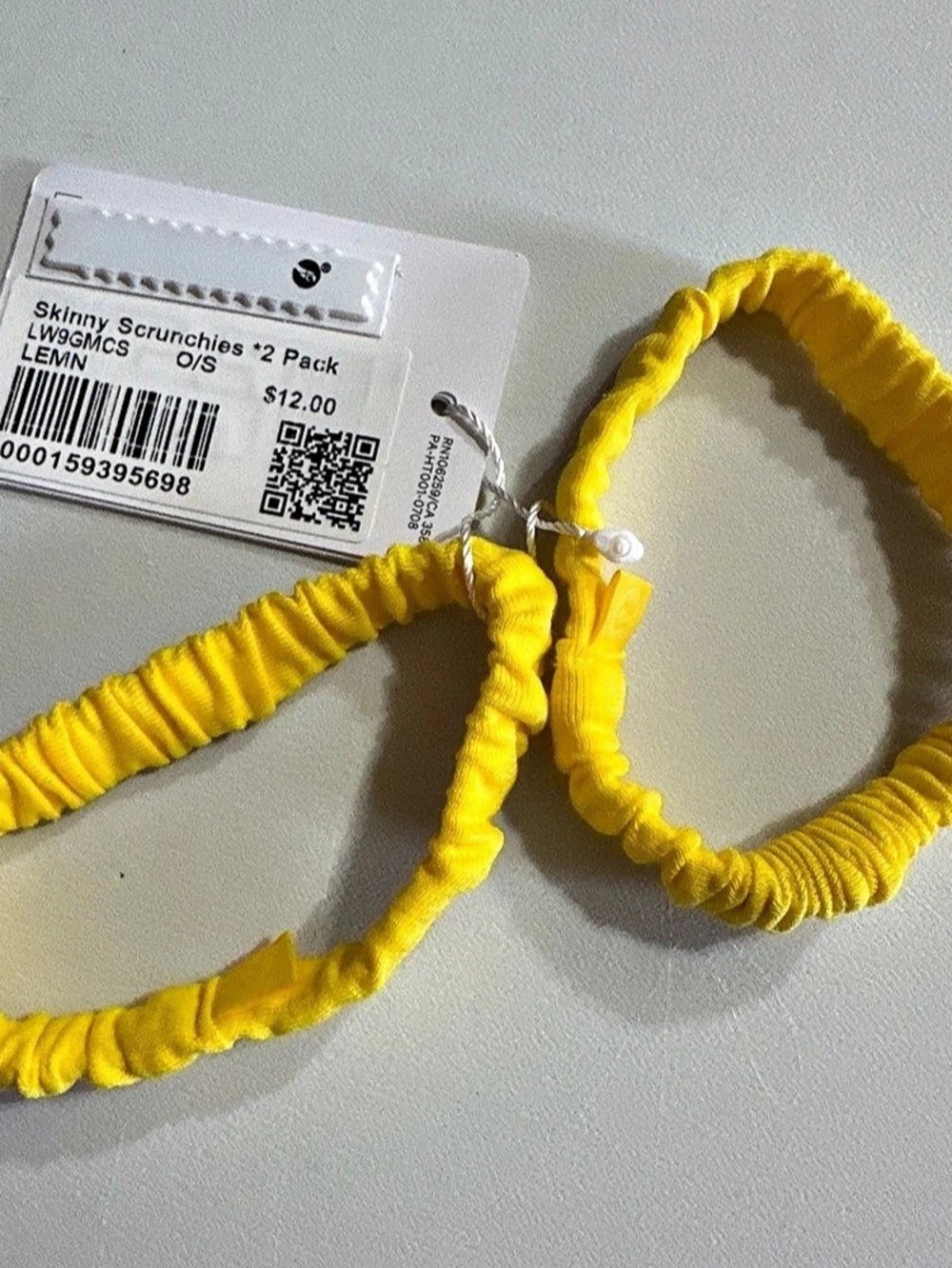 Lululemon Skinny Scrunchies 2 Pack Yellow Hair Scrunchies NWT
